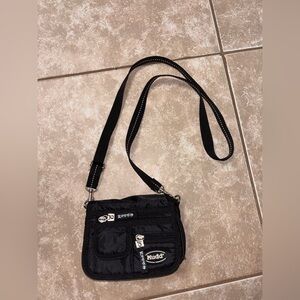 Mudd Black Nylon Crossbody with Silver Hardware